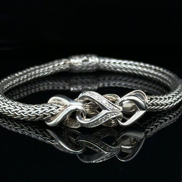 John Hardy Silver Diamond Bracelet - Picture 1 of 9